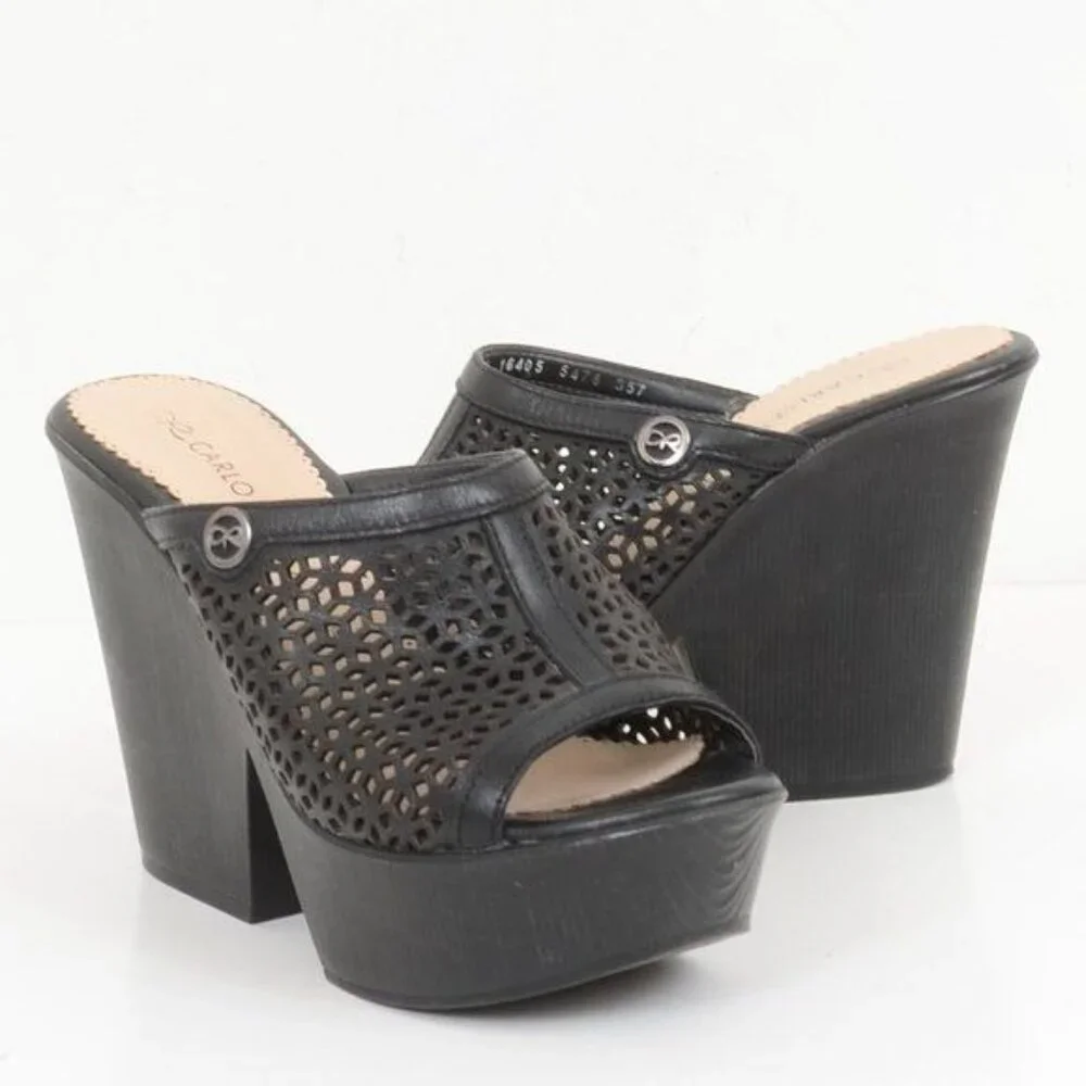 Carlos Rossetti Women's Size 8.5 Platform Mule Slide Wedge Heels Resort Cruise